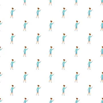 Woman presenting seamless pattern on white background Stock Illustration