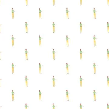 Woman presenting seamless pattern on white background Stockillustratie