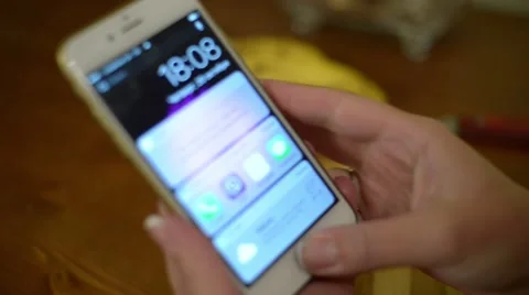 Woman presses the Access Code Passcode on her Mobile Sell Phone Video stock 68745947