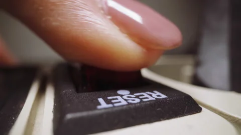 Woman presses button Reset on network filter in light room Stock Footage 152514332
