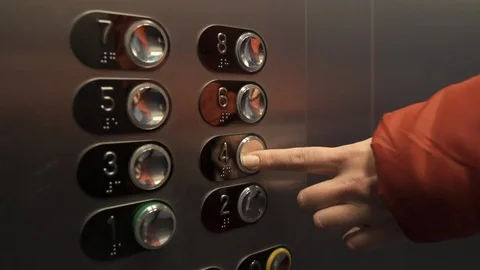 Woman pressing elevator button. finger presses the elevator button. Stock Footage 110913084