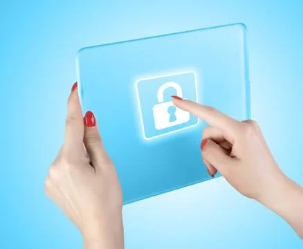 Woman pressing on the Lock button Stock Illustration