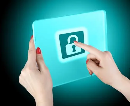 Woman pressing on the Lock button Illustrazione stock