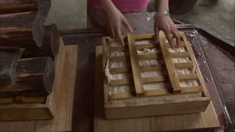 The woman is processing tofu Stock Footage 265540599