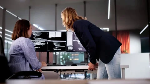 Woman Programmer. Girl Coding Software Stock Footage 292219164