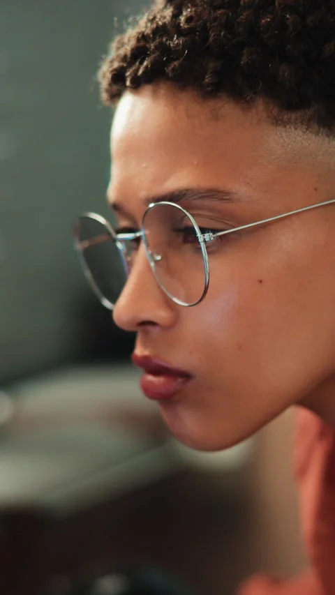 Woman, programmer or reading with glasses in office for software development or Stock-Footage 342256908