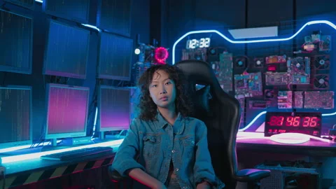 Woman programmer show skill in coding and interacting with technology Stock Footage 228943686