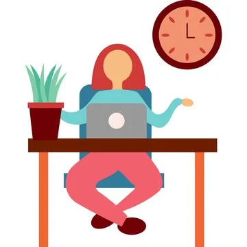 Woman programmer work at computer icon vector Stock-Illustration