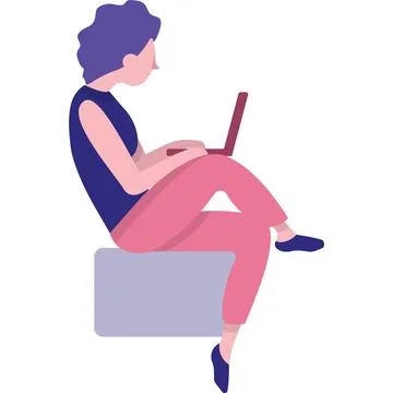 Woman programmer work on laptop vector icon Stock-Illustration