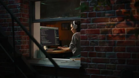 Woman Programmer Working On Computer Stock Footage 197421602