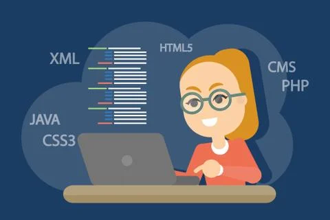 Woman programmer working. Stock-Illustration