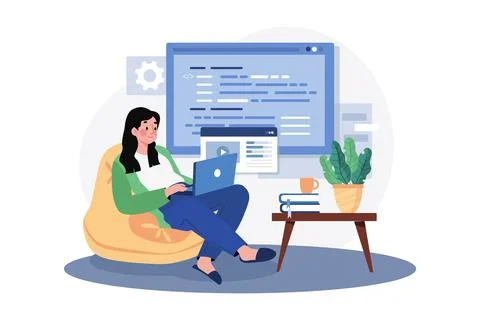 Woman programmer working on a new project Stock-Illustration
