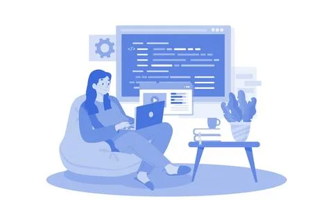 Woman Programmer Working On A New Project Stock-Illustration