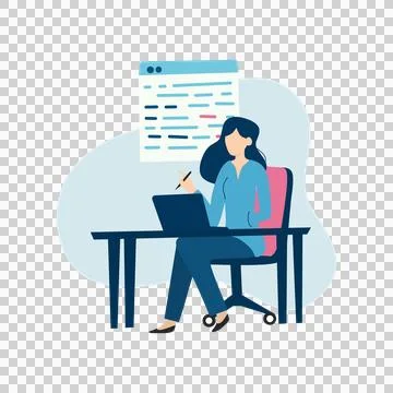 Woman in Programming Role Elegant Stock Illustration