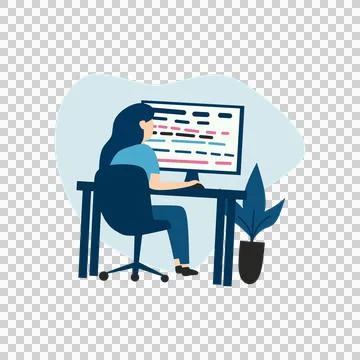Woman in Programming Role Elegant 스톡 일러스트