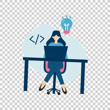 Woman in Programming Role Elegant 스톡 일러스트