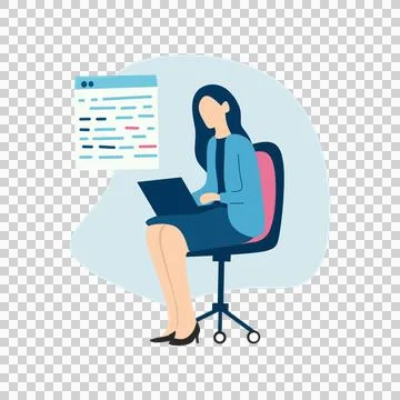Woman in Programming Role Elegant Stock Illustration