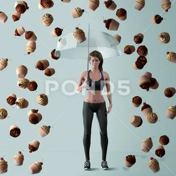 Woman protects herself from unhealthy calories Stock Photos