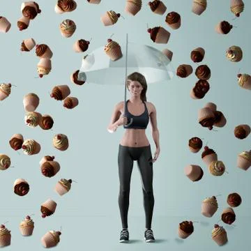 Woman protects herself from unhealthy calories Stock Photos