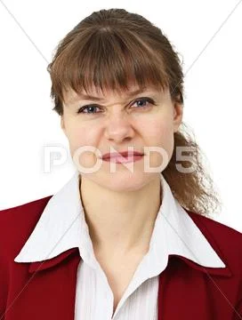 Woman pulls a face in upset grimace Stock Photos