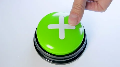 Woman pushing button with plus sign, mathematical symbol. Addition, calculation 動画素材 145966492