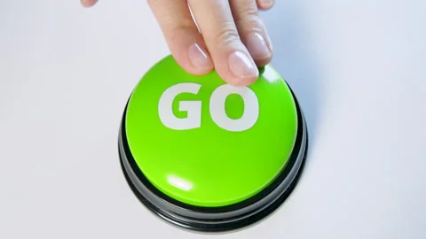 Woman pushing Go button with her finger, close up. Start a fun game. Press start Stock Footage 145916341