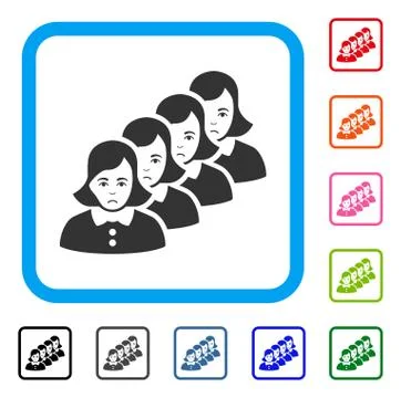 Woman Queue Framed Pitiful Icon Stock Illustration