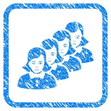 Woman Queue Framed Stamp Stock Illustration