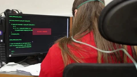 Woman quickly types the code Stock Footage 142607585