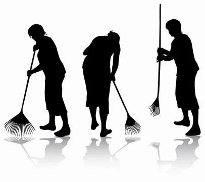 Woman with rake Stock Illustration