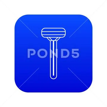 Woman razor icon blue vector Stock Illustration