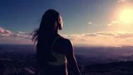 Woman Reaching The Top Stock Footage