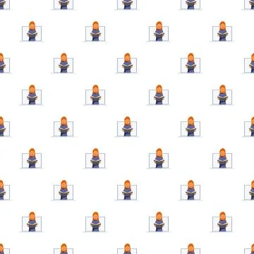 Woman reading book learning knowledge education seamless pattern Stock Illustration