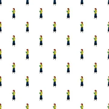 Woman reading book seamless pattern for education Illustrazione stock