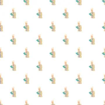 Woman reading book seamless pattern background illustration 스톡 일러스트