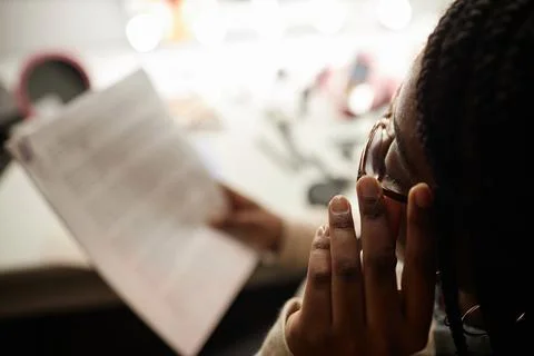 Woman Reading Script Stock Photos