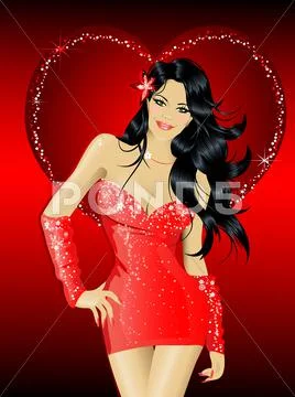 Woman in red illustration Stock Illustration