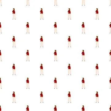 Woman red jacket seamless pattern fashion illustration Illustrazione stock