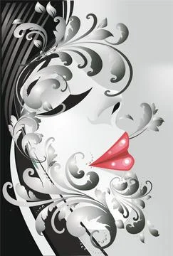 Woman with red lips, Stock Illustration