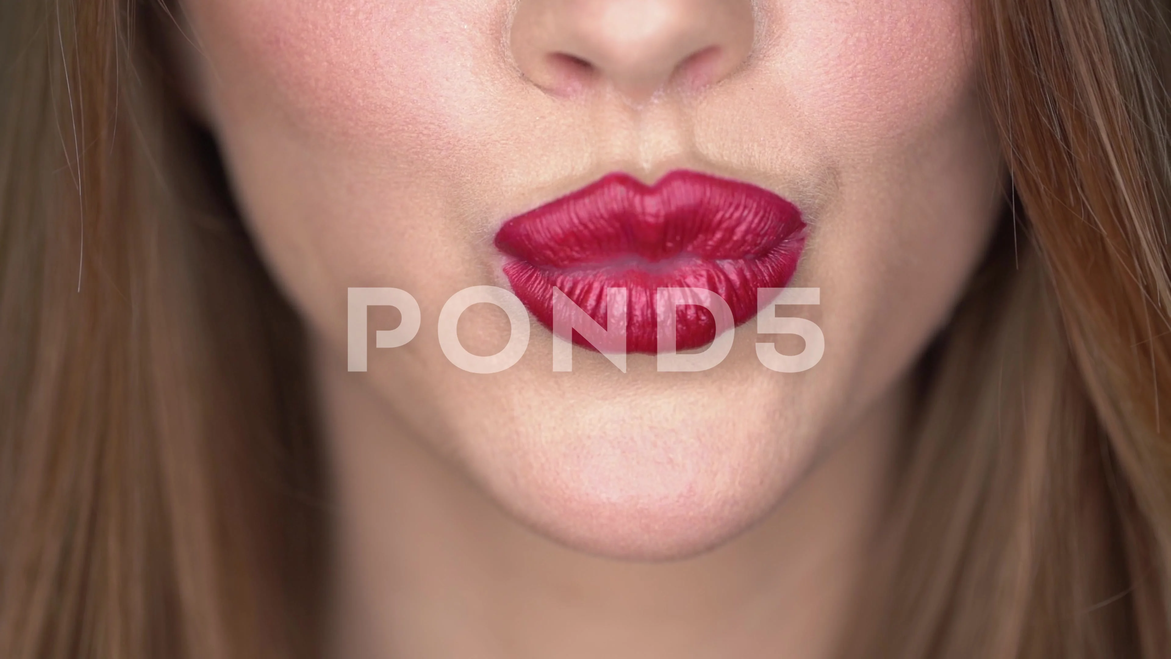 3840px x 2160px - woman with red lips kissing. Lipstick. c... | Stock Video | Pond5