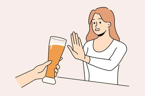 Woman refuse from beer Illustration