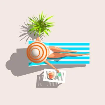 Woman relaxing on lounge Stock Illustration