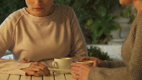 Woman removing hand and refusing friend help, envy spoils relationship, closeup Stock Footage 99135564