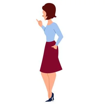 The woman reports important information. Flat character Stock Illustration