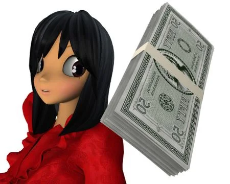 A woman with a roll of notes Stock Illustration