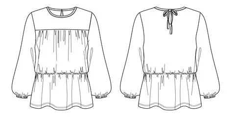 Woman round neck blouse Stock Illustration