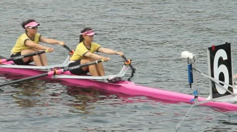 Woman rowing Stock Footage 10894015