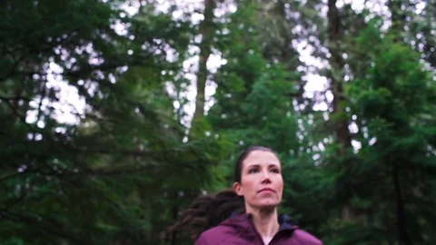 Woman runner jogging on forest path. Stock Footage 95642046