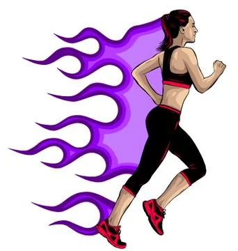 Woman running in city park vector illustration Stock Illustration