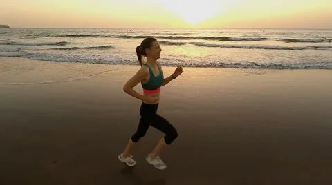 Woman running Stock Footage